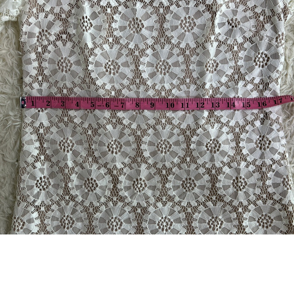 Vince Camuto Womens Size 12 White Lace Nude Lined Sheath Dress #0416 - Picture 11 of 12